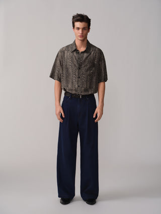OPICLOTH Blend Ripple Print Shirt