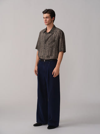 OPICLOTH Blend Ripple Print Shirt