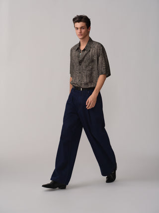 OPICLOTH Blend Ripple Print Shirt