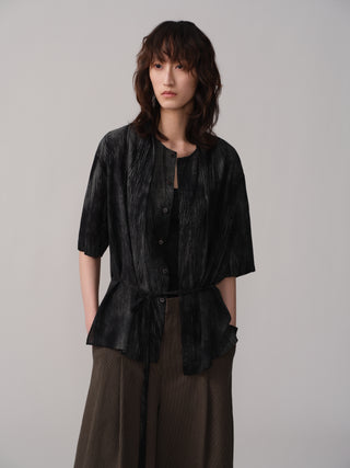 OPICLOTH Floral Jacquard Shawl Collar