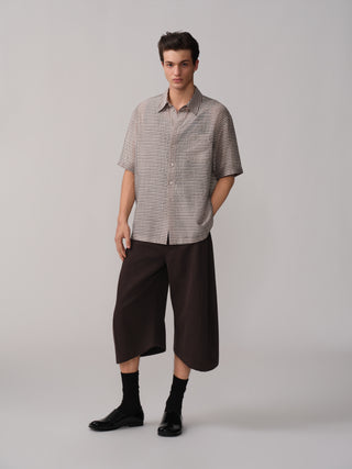 OPICLOTH Plaid Spread Collar Shirt