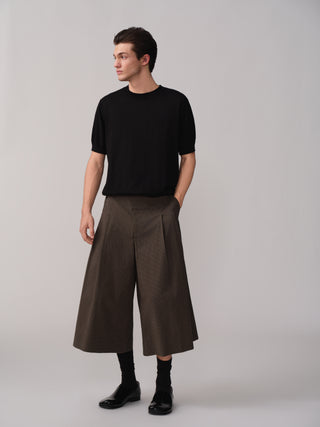 OPICLOTH Houndstooth A-Line Cropped Shorts
