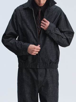 OPICLOTH Linen Denim Harrington Jacket
