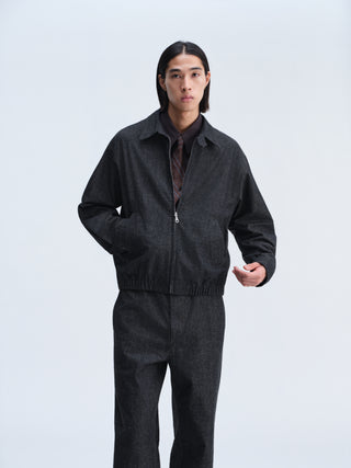 OPICLOTH Linen Denim Harrington Jacket