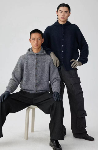 Simple Project Brushed Cardigan-Navy