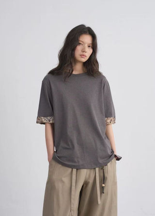BALIANG Folded-Sleeve T-Shirt-Gray