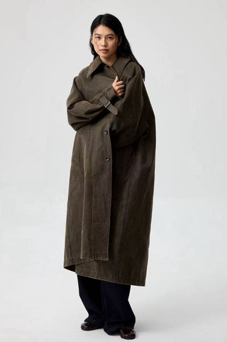 Simple Project Coated Coat-Brown