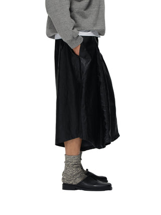 6CRAYON Spliced Pleated PU Leather Shorts