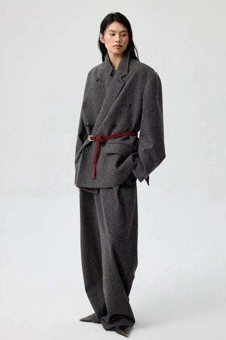 Simple Project Striped Woolen Blazer