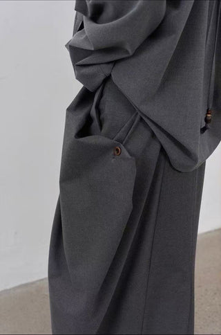 BALIANG Cocoon Pleated Skirt-Grey