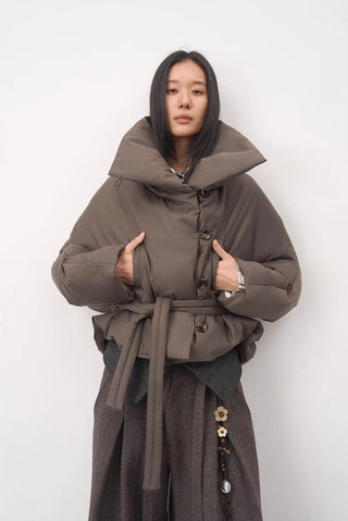 BALIANG Reversible Batwing Down Coat-Truffle Brown