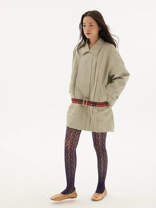 597c Pleated Belted Short Trench Coat