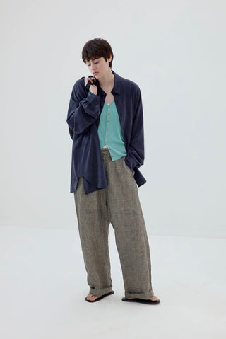 Simple Project Plaid Linen Trousers