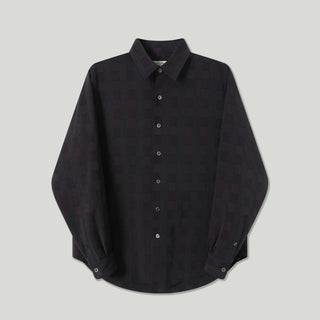 LANSYINLI Jacquard Check Long-Sleeve Shirt