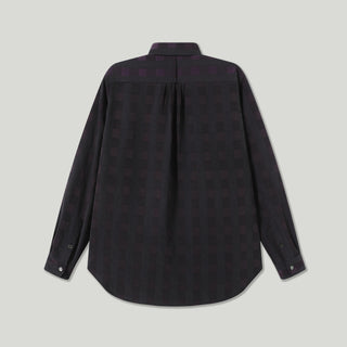 LANSYINLI Jacquard Check Long-Sleeve Shirt