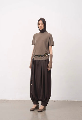 BALIANG Tapered Pleated Trousers-Coffee Brown