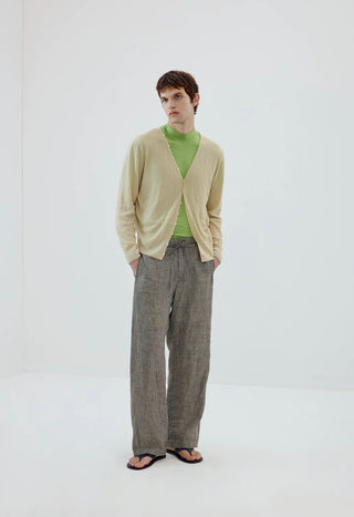 Simple Project Plaid Linen Trousers