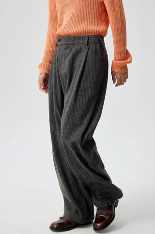 Simple Project Striped Wool Trousers