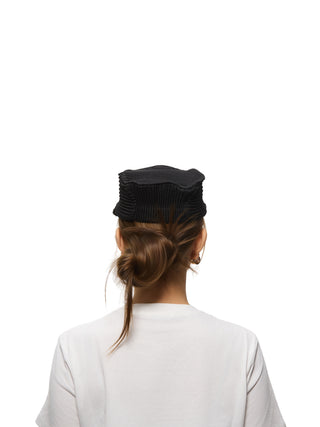 6CRAYON Pleated Flat Top Stretch Baseball Cap-Black