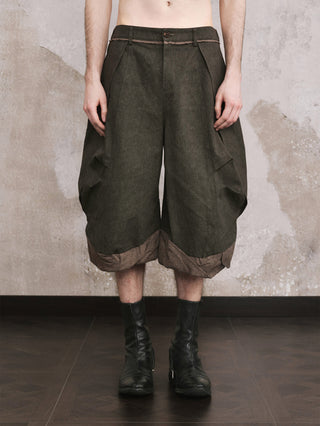 ILNya Twisted Cuff Cropped Pants-Olive Green