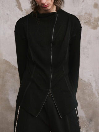 ILNya Stand Collar Curved Cardigan