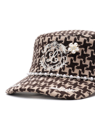 8LOME Pearl Baroque Cap-Houndstooth