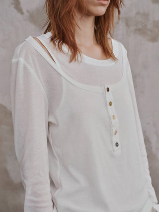 ILNya Layered Raw-Edge Cotton Tee