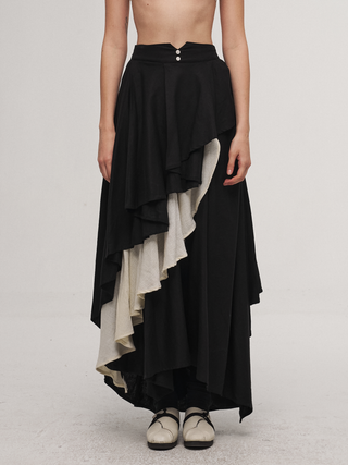 ILNya  Ruched Asymmetrical Maxi Skirt