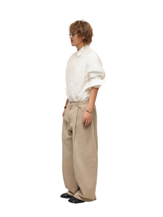 6CRAYON Khaki Vintage Herringbone Washed Trousers