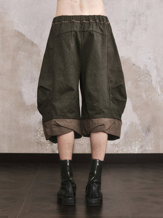 ILNya Twisted Cuff Cropped Pants-Olive Green