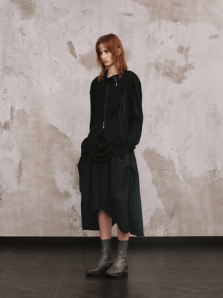 ILNya Stand Collar Curved Cardigan
