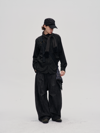 Spiral Stripe Shirt-Black