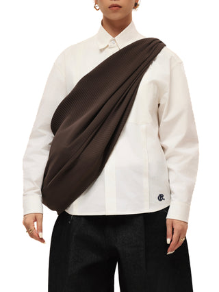 6CRAYON Pleated Hobo Bag-Coffee Brown