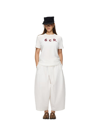 6CRAYON Black Cropped Casual Pants-White