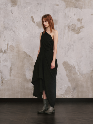 ILNya Asymmetric Pleated Layered Maxi Dress