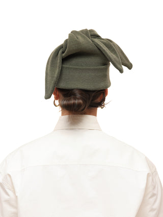 6CRAYON Three-Ear Knit Beanie-Mottled Green