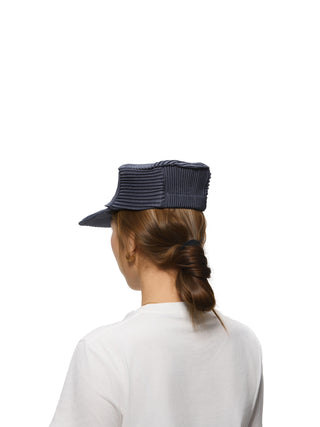 6CRAYON Pleated Flat Top Stretch Baseball Cap-Denim Blue