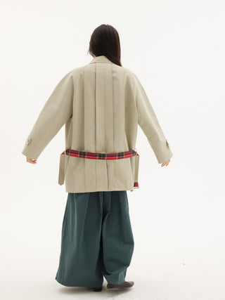 597c Pleated Belted Short Trench Coat