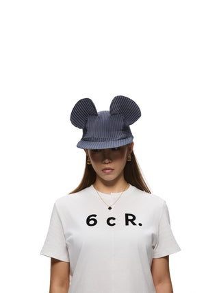 6CRAYON Pleated Flat Brim Mickey Cap-Denim Blue