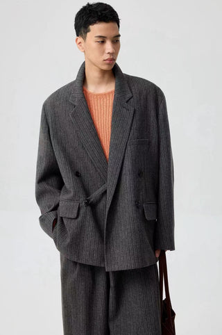 Simple Project Striped Woolen Blazer