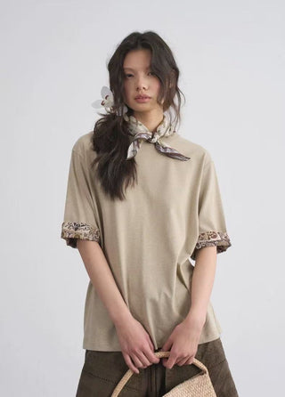 BALIANG Folded-Sleeve T-Shirt-Beige