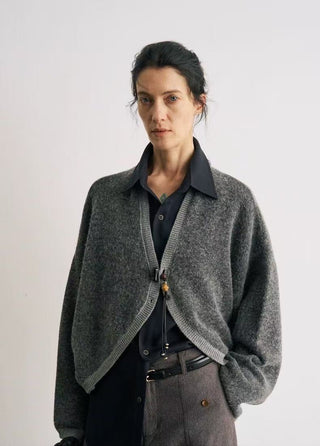 BALIANG Batwing Alpaca Cardigan-Gray