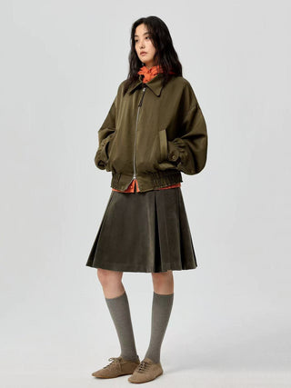 Simple Project Boxy Nylon Jacket-Olive Green