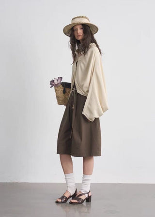 BALIANG Relaxed Linen Cocoon Blouse-Dew Yellow