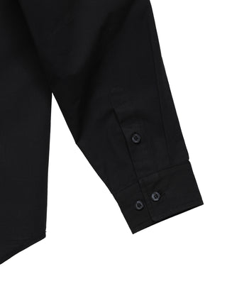 6CRAYON Patchwork Poplin Embroidered Shirt-Black