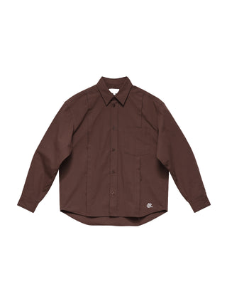 6CRAYON Patchwork Poplin Embroidered Shirt-Brown