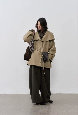 BALIANG Bitter Mid-Length Wool Coat-Khaki