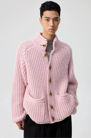 Simple Project Chunky Wool Cardigan-Pink