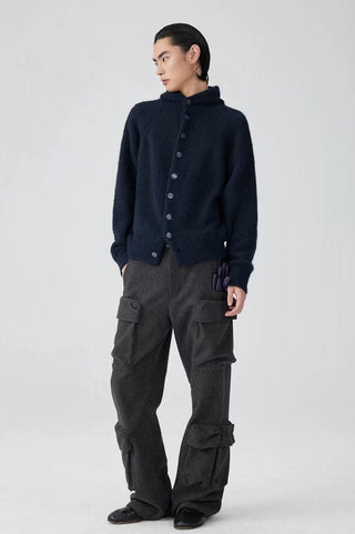 Simple Project Brushed Cardigan-Navy