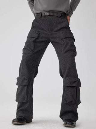 Simple Project Pocket Cargo Pants-Grey